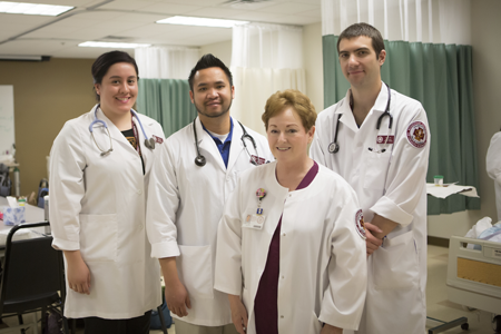 Roseman University students in lab